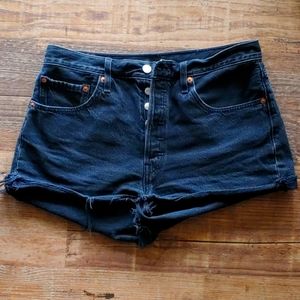 distressed hem black shorts
